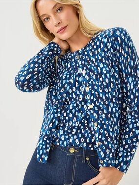 Lily Pulitzer FAIRLEY CARDIGAN, STARLIGHT NAVY YOURE AN ANIMAL